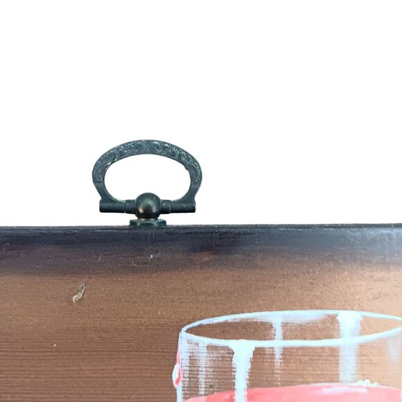 Mouse With Cheese And Wine Original Painting On Wood Signed Eddie Handpainted #3 - Picture 5 of 8